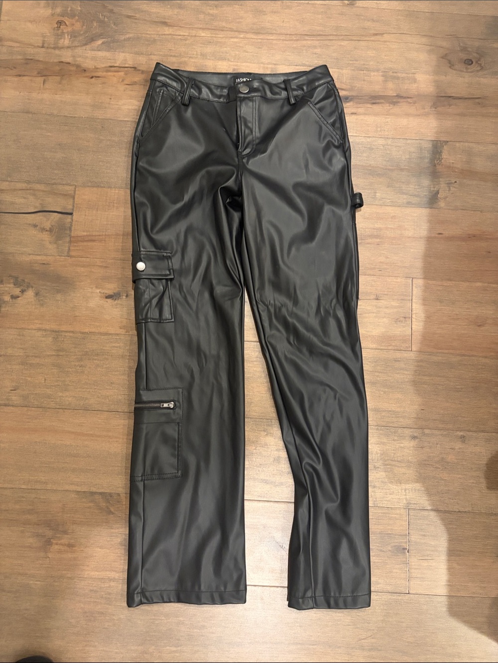 Fashion Nova Black Faux Leather Trim Pants